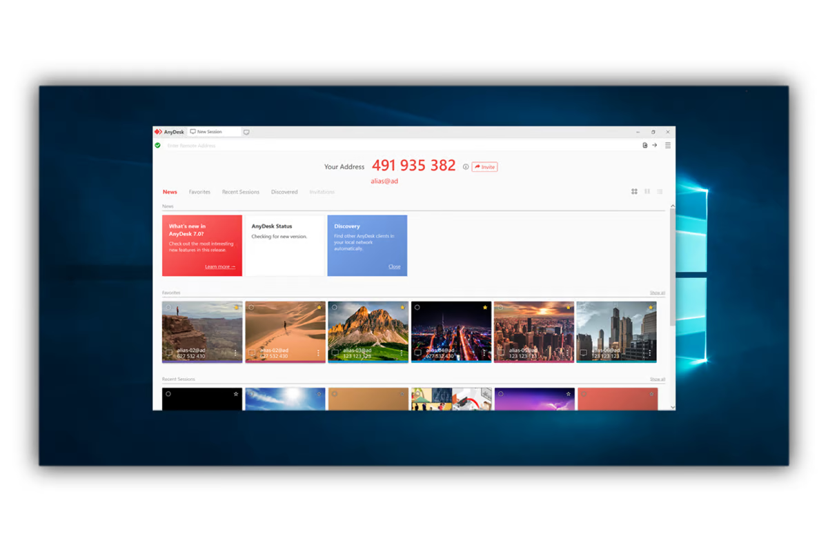 AnyDesk the main interface
