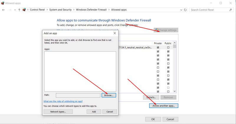 Allow an App through Windows Firewall