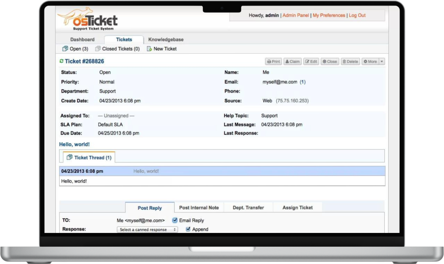 OSTicket help desk software