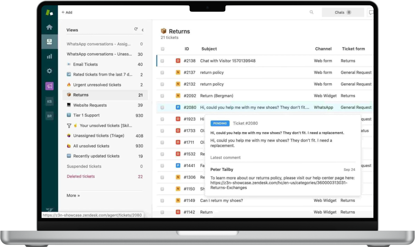 Zendesk ticketing system