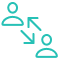 HelpWire enables direct connections between operator and client for faster, more secure sessions. Icon representing direct point-to-point connection.