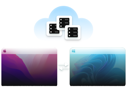 HelpWire ensures reliable and secure desktop connections with direct paths and encrypted fallback. Illustration of secure remote desktop connection with direct and fallback routing options.