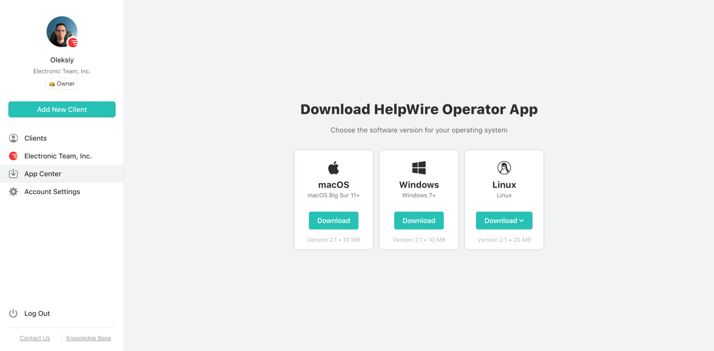 Download and install the HelpWire Operator app